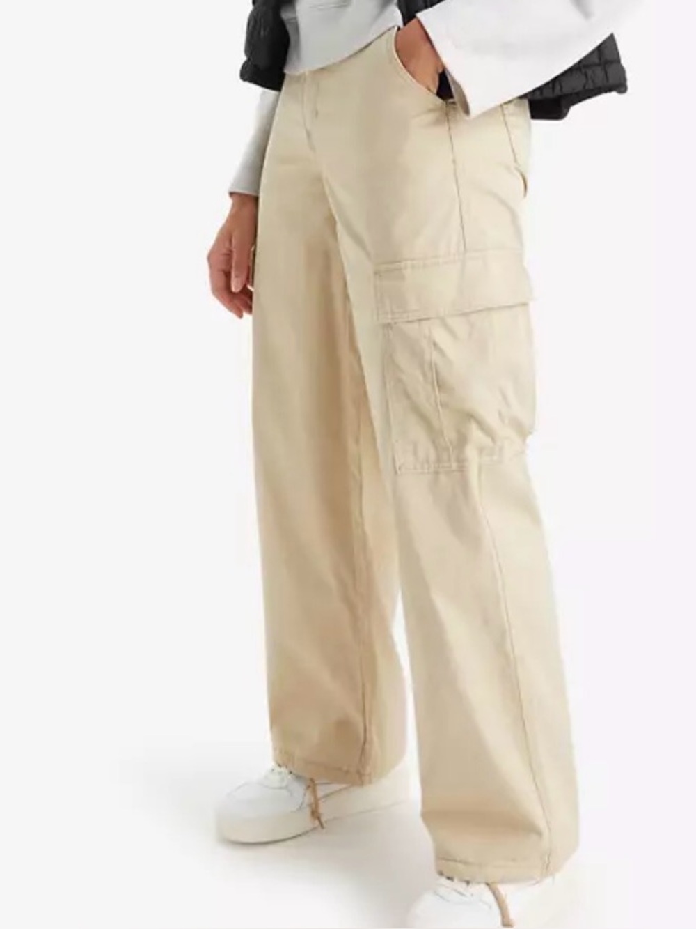 LEVI’S 94 BAGGY TAN WIDE LEG CARGO PANTS CINCH AT HEMS SZ 26
